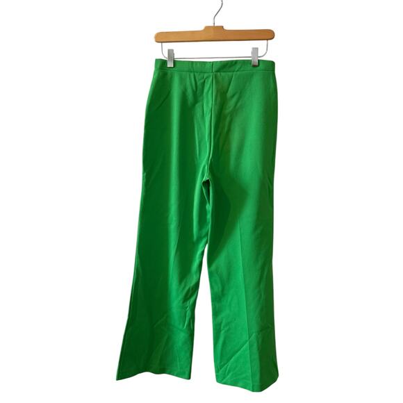 Vintage 70s Polyester High Waisted Wide Leg Pants Grass Green - Picture 3 of 4
